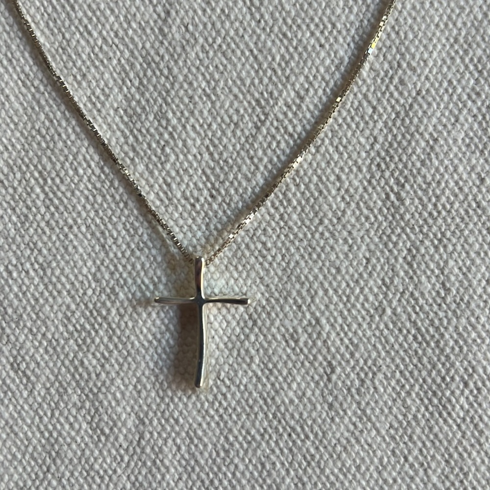 COPY - Sterling silver cross necklace, box chain and cross permanent pendant 18…